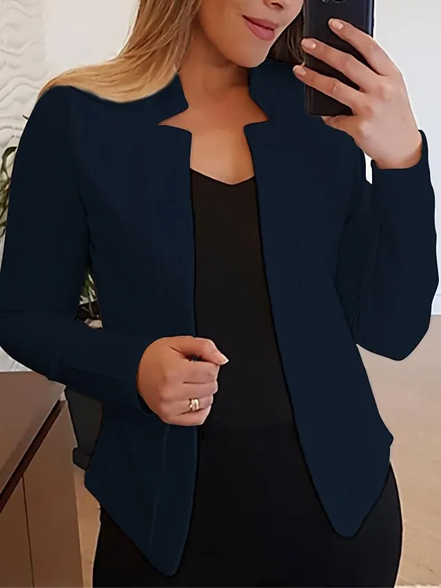 Women's Blazer Formal Slim Fit Plain Windproof Streetwear Regular Fit Outerwear Long Sleeve Fall Light Pink S