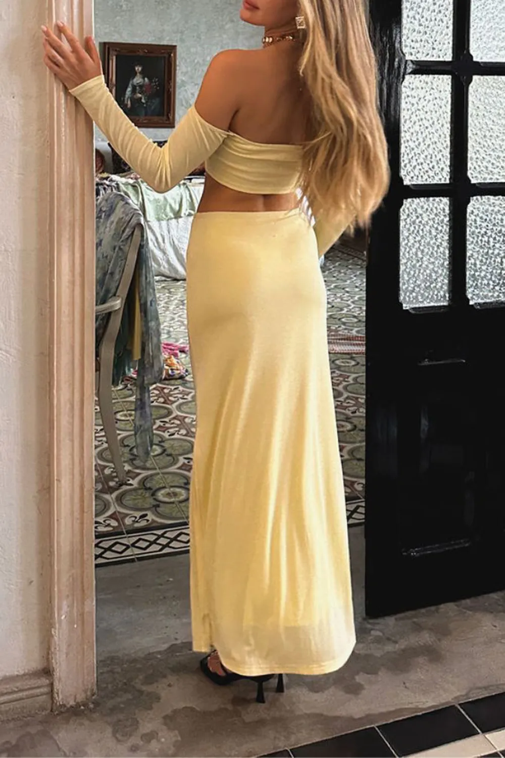 Baby Yellow Long Sleeve Crop Top