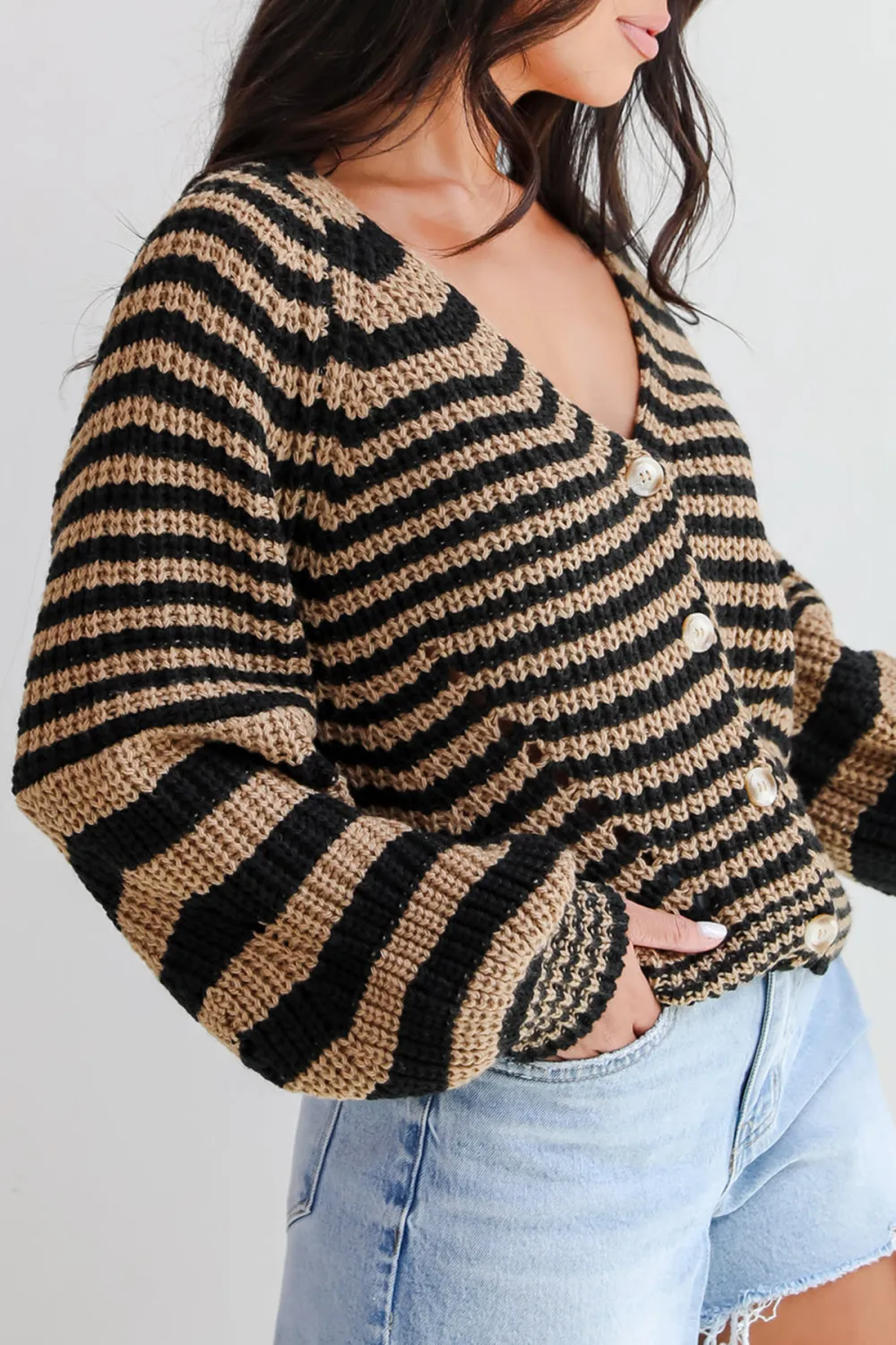 Snuggly Weather Striped Sweater Cardigan
