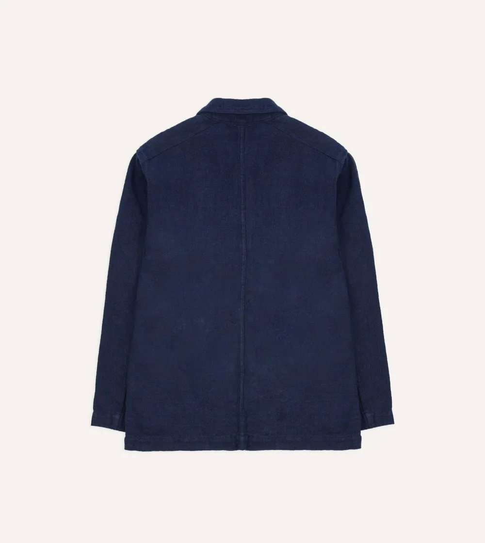 Navy Blue Canvas Button Front Jacket