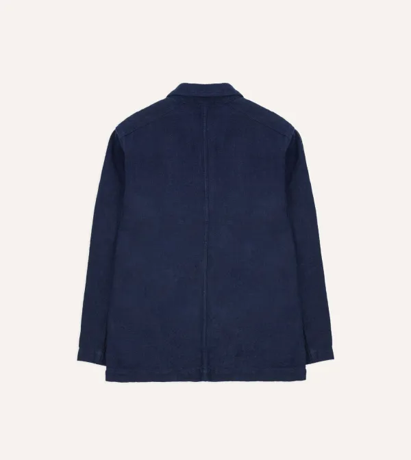 Navy Blue Canvas Button Front Jacket