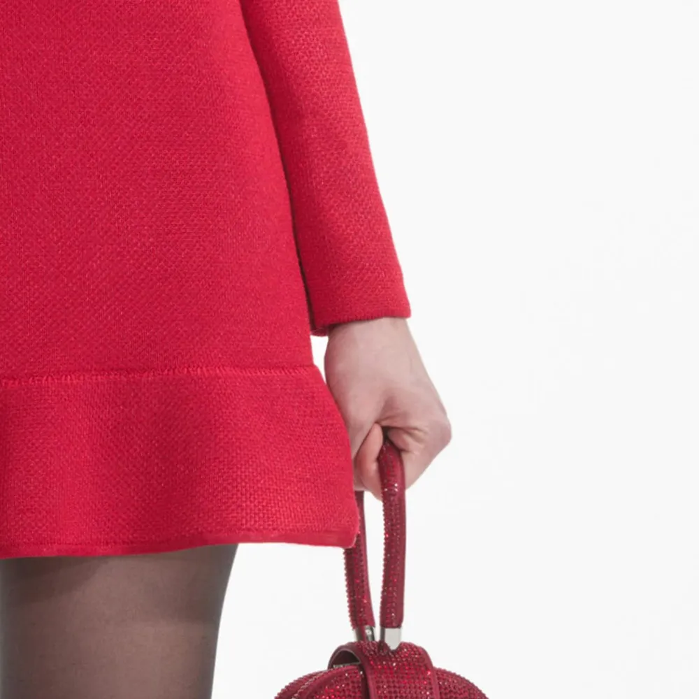 Red Knit Heart Buttoned Mini Dress