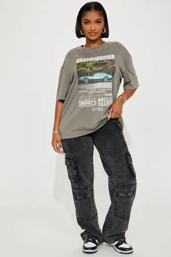 King Of The Road Graphic Tshirt - Grey