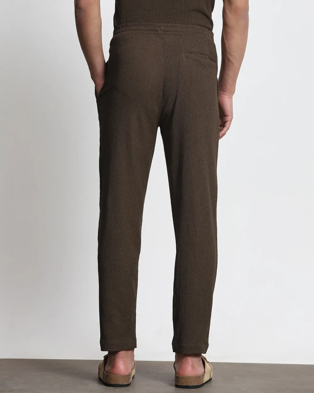 Classic Versatile Slim-Fit Straight-Leg Brown Trousers