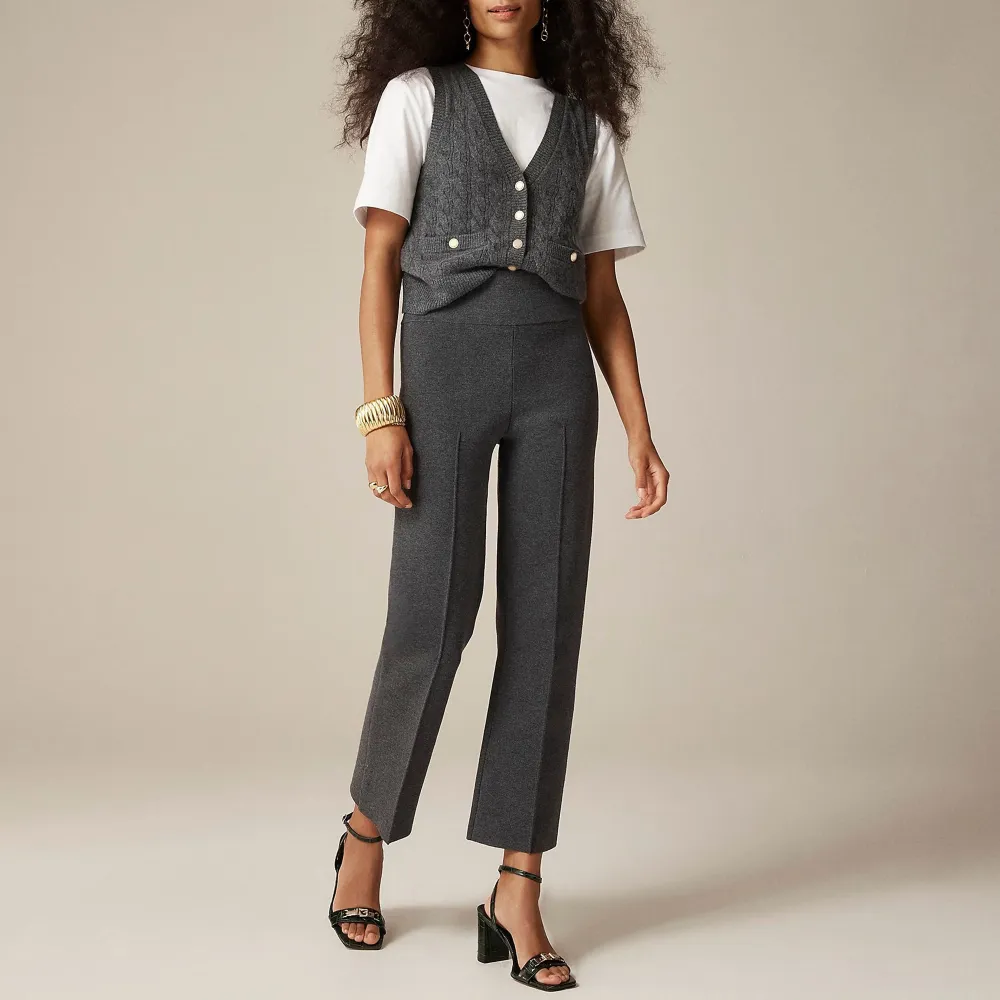 High-Rise Pintuck Straight Leg Pants
