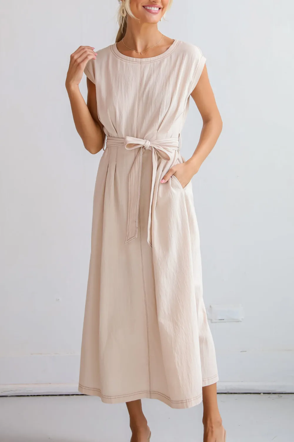 Easy To See Natural Midi Dress