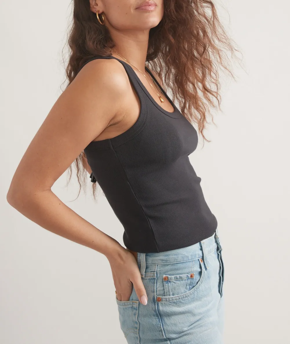 Solid Black Form-Fitting Tank