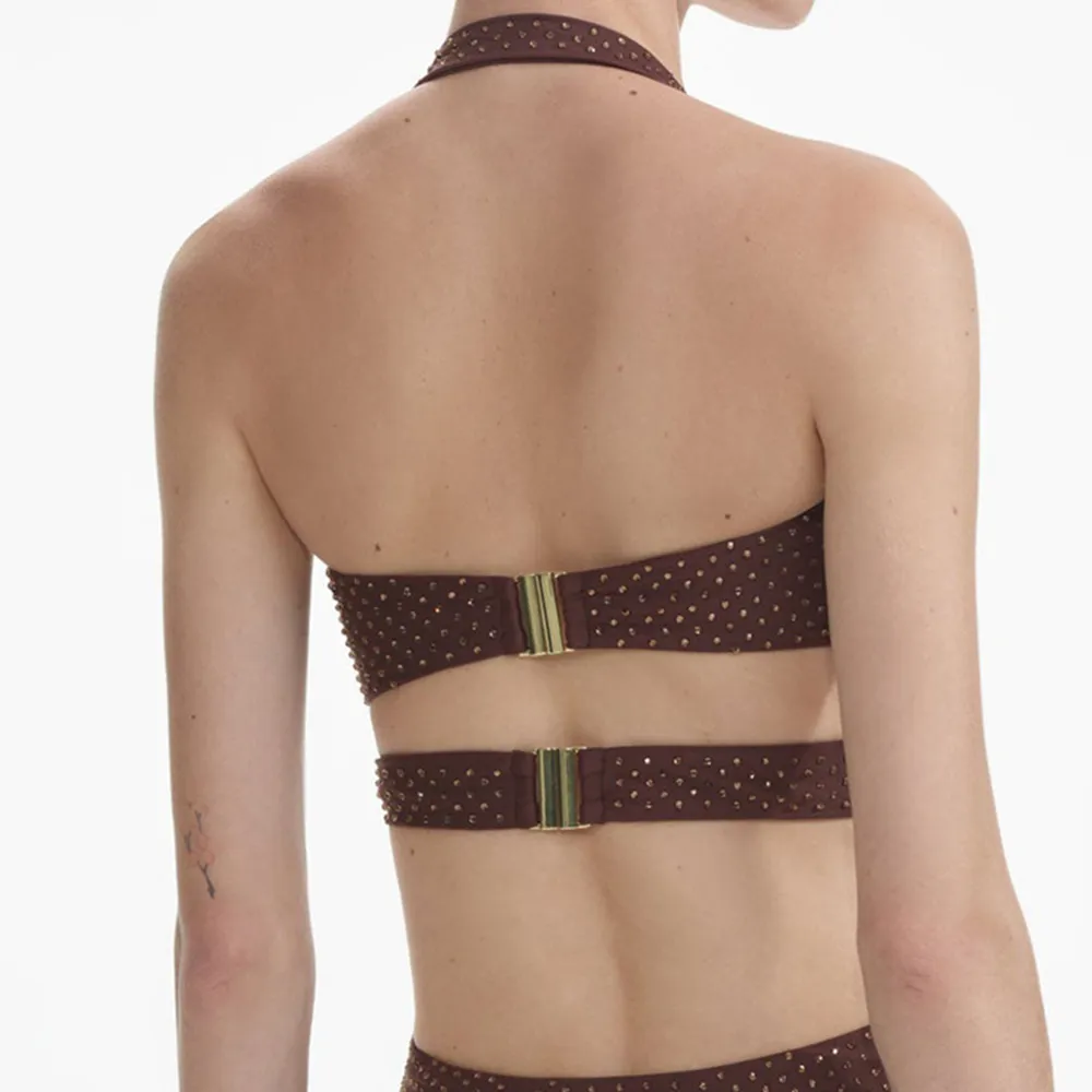 Brown Rhinestone Swimsuit