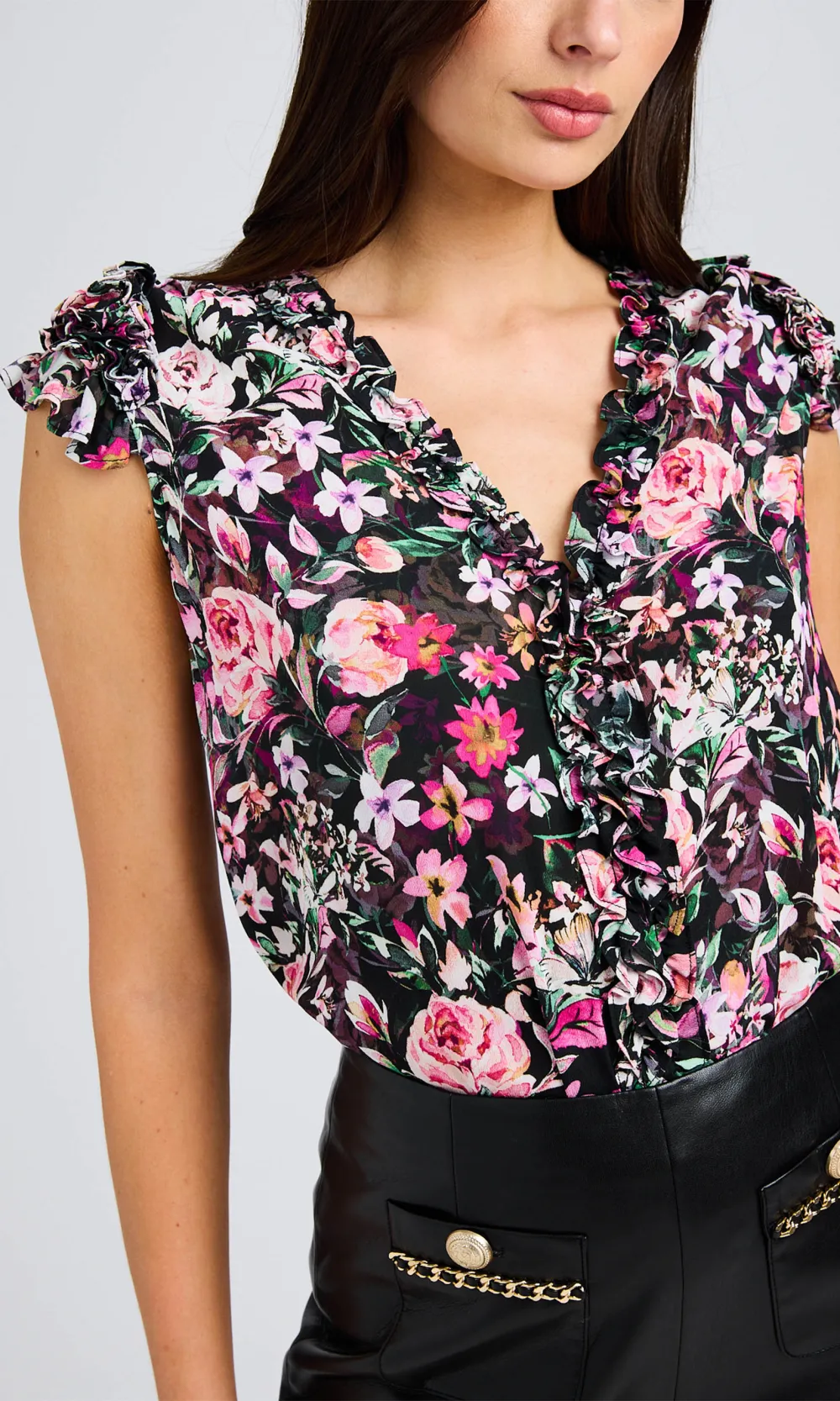 Floral Cap Sleeve Blouse