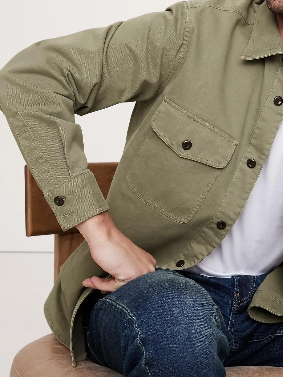 Men's Desert Sage Green Stylish Casual Cotton Jacket