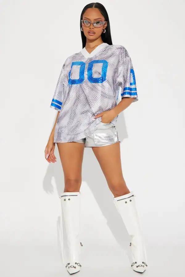Can't Compete Sequin Top - Blue/combo