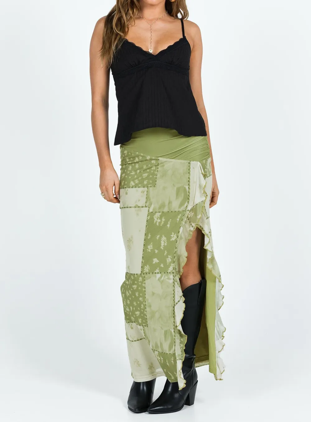 V-Neck Black Lace Trimmed Cami