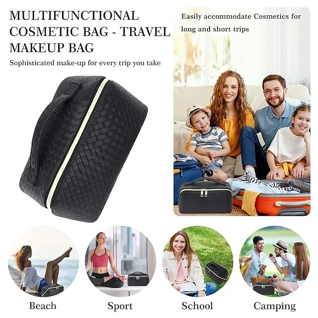 Women's Girls' Handbag Cosmetic Bag PU Leather Party Daily Holiday Zipper Large Capacity Waterproof Breathable Plaid Black White Pink