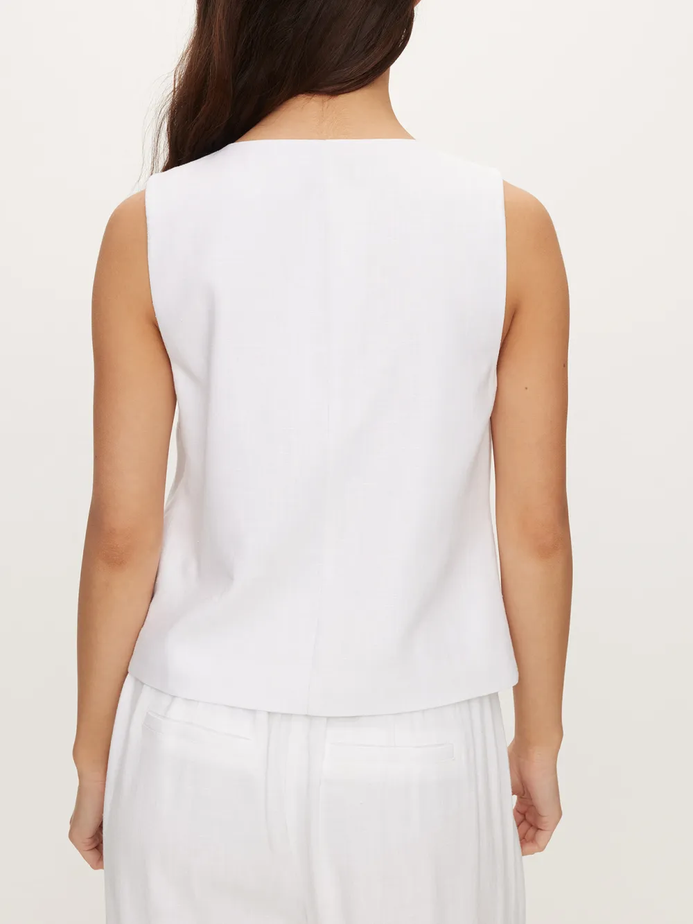 White V-Neck Vest