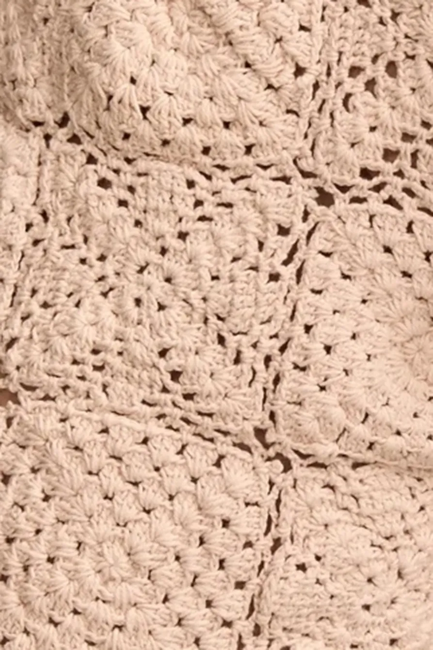 Drawstring Waist Blush Pink Festival Crochet Short