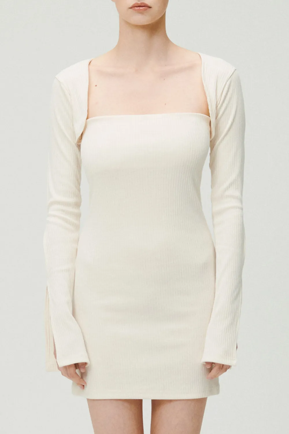 Square Neck Ribbed Dress