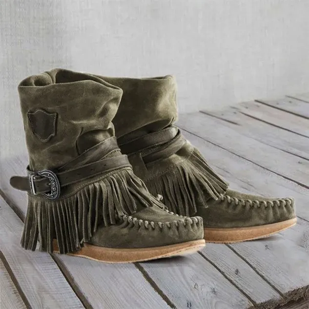 WOMEN'S FRINGED ALL SEASON CASUAL TASSELS BOOTS