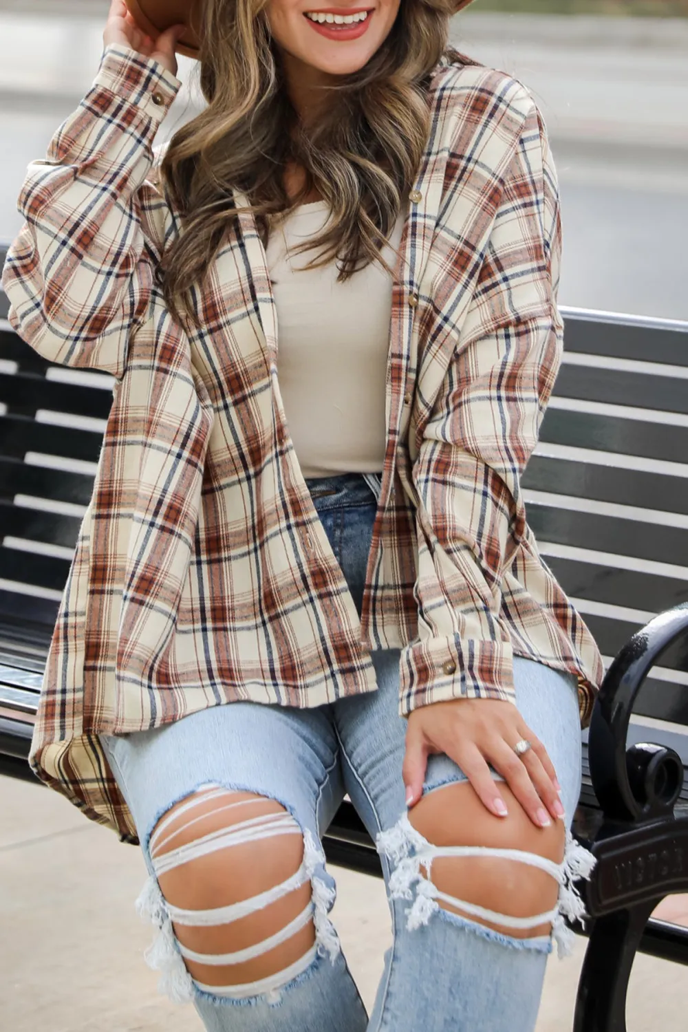 Adorably Classic Beige Plaid Flannel