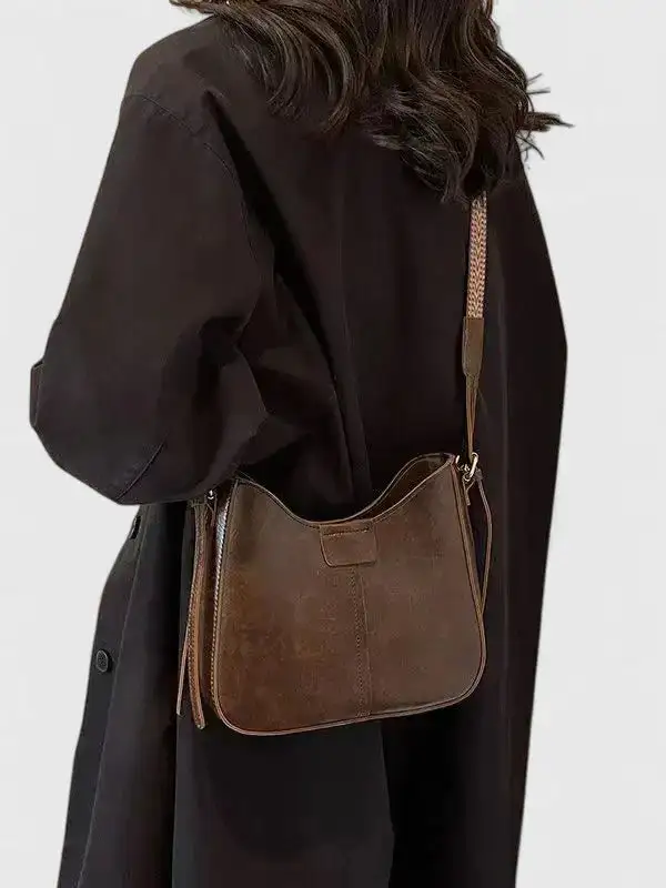 Pebbled Pocket Front Shoulder Bag