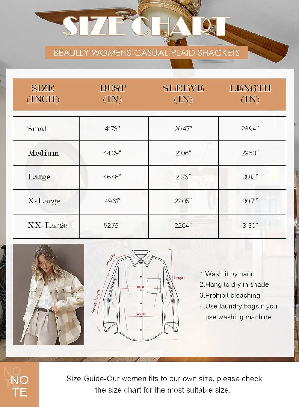 Women's Flannel Plaid Shacket Long Sleeve Button Down Chest Pocketed Shirts Jacket Coats