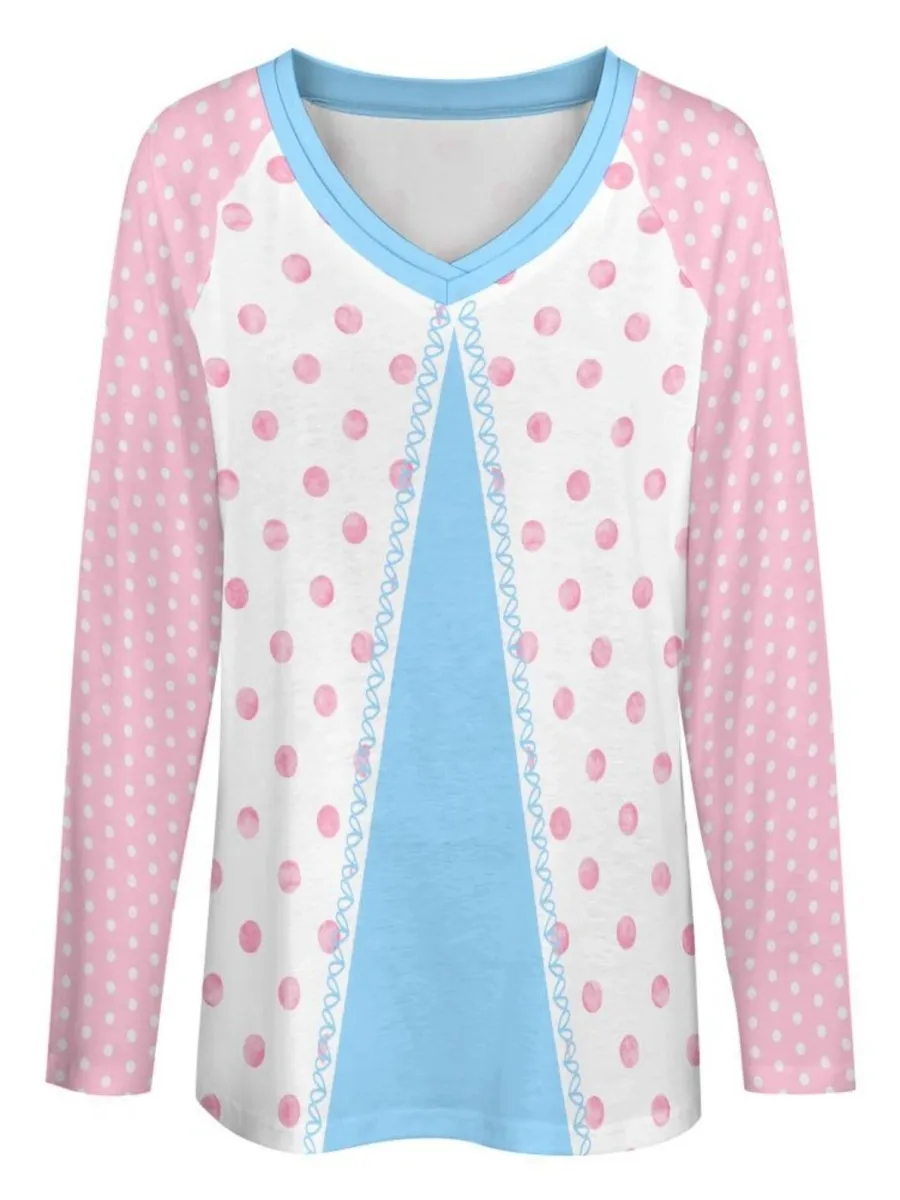 Cute Polka Dot Raglan Top