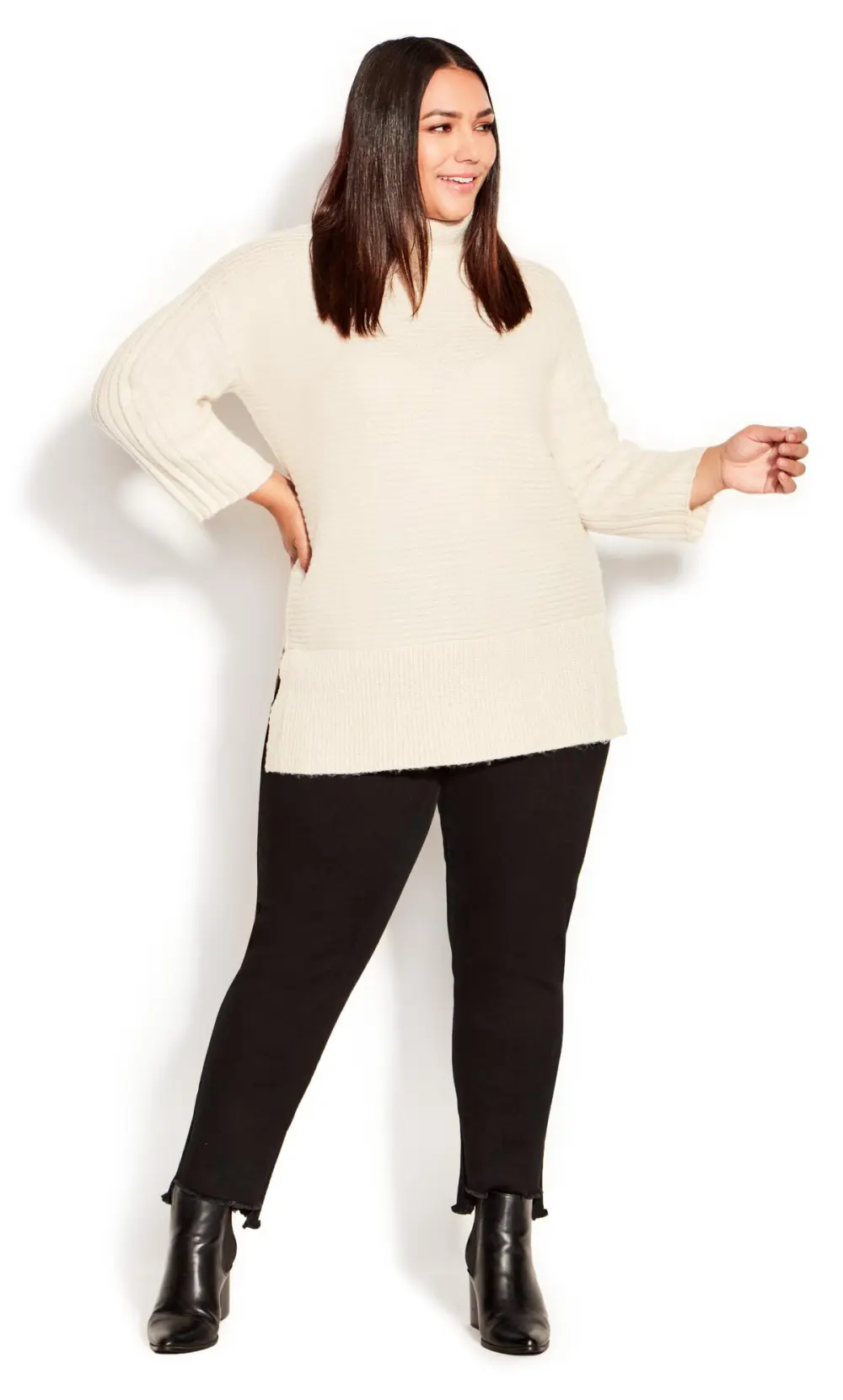 Evans Cream Roll Neck Knitted Jumper