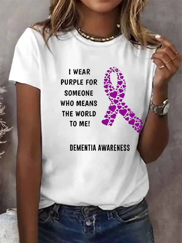 I Wear Purple For Someone Dementia Awareness Print T-Shirt