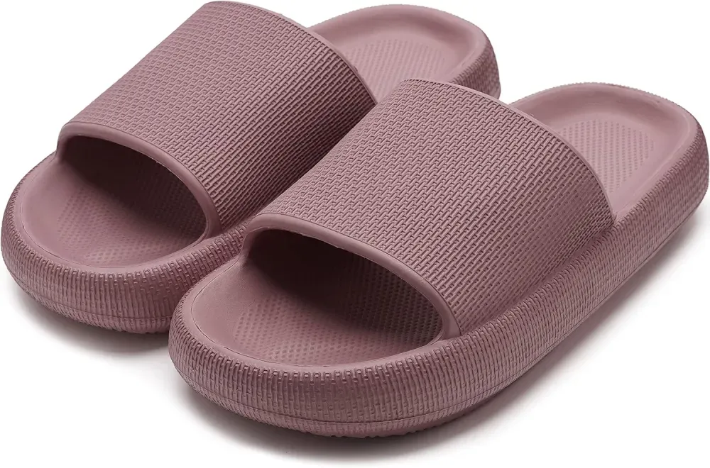 WHITIN Pillow Slippers for Women Non Slip | Cushioned Thick Sole Slides | Quick Drying Bathroom Sandals