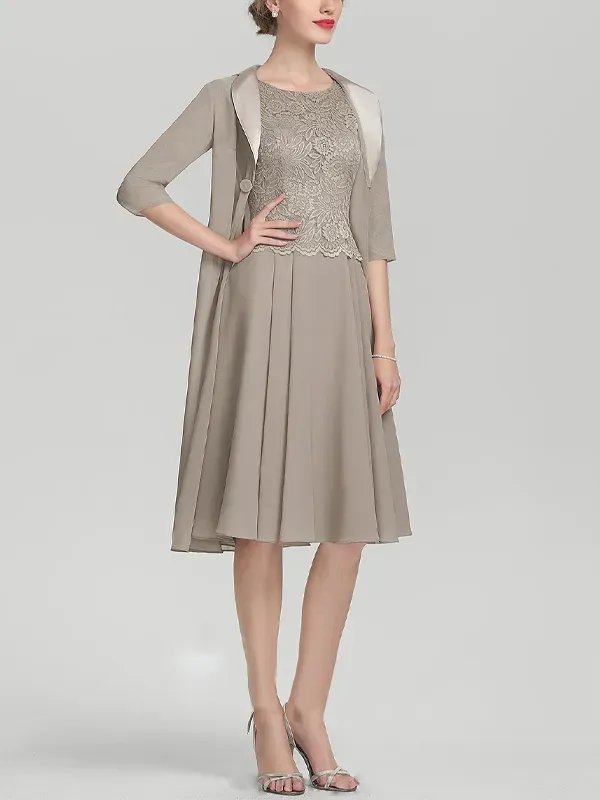 Chiffon Lace A-Line Skirt Chiffon Top Suit