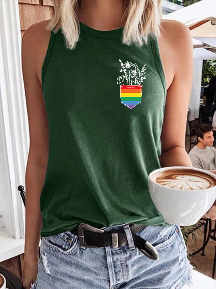 Women's Gay Day Pride Day Crew Neck Vest
