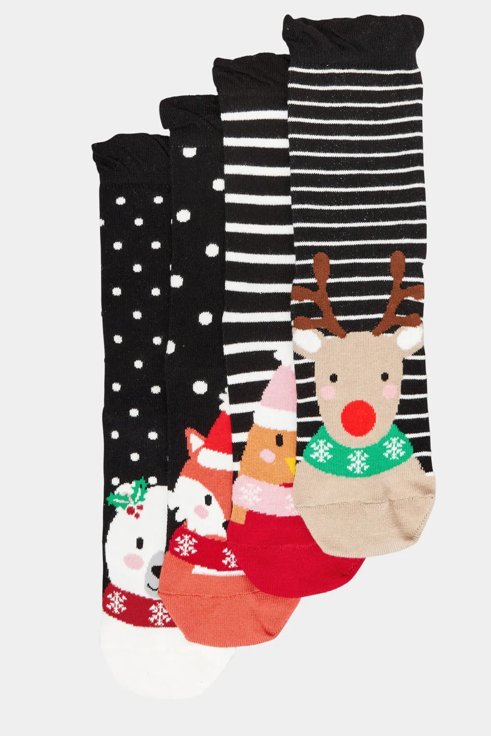 4 PACK Black Animal Christmas Novelty Socks