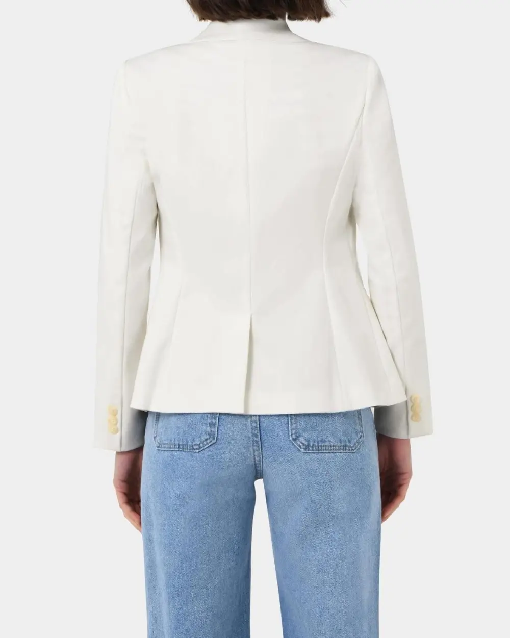 Tailored Fit With Shoulder Pads Jacket -Lvory