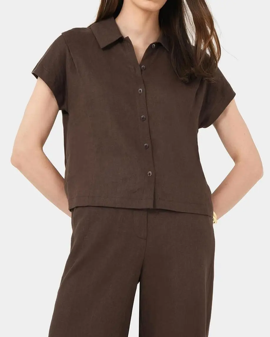 One Piece Collar Linen Collar Shirt