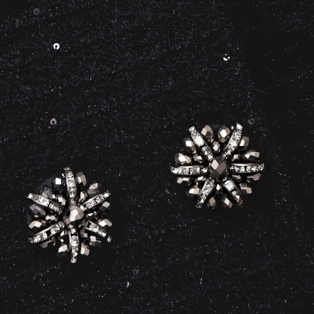 Black Textured Knit Peplum Jacket