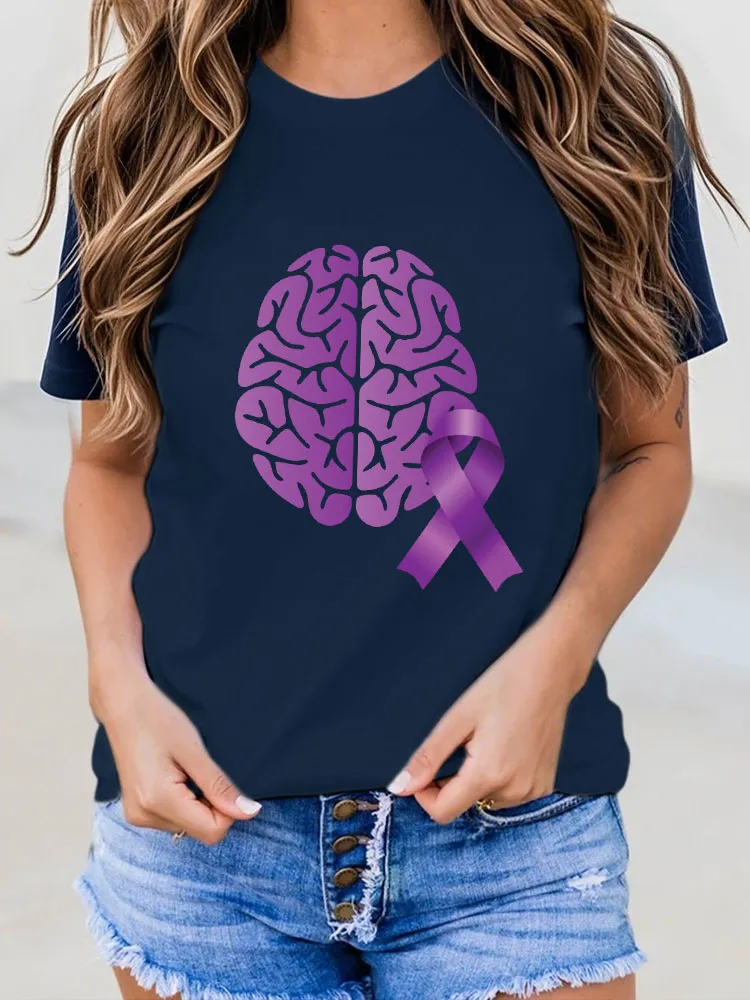 Women's I Wear Purple For My Dad Alzheimer's Awareness Tee