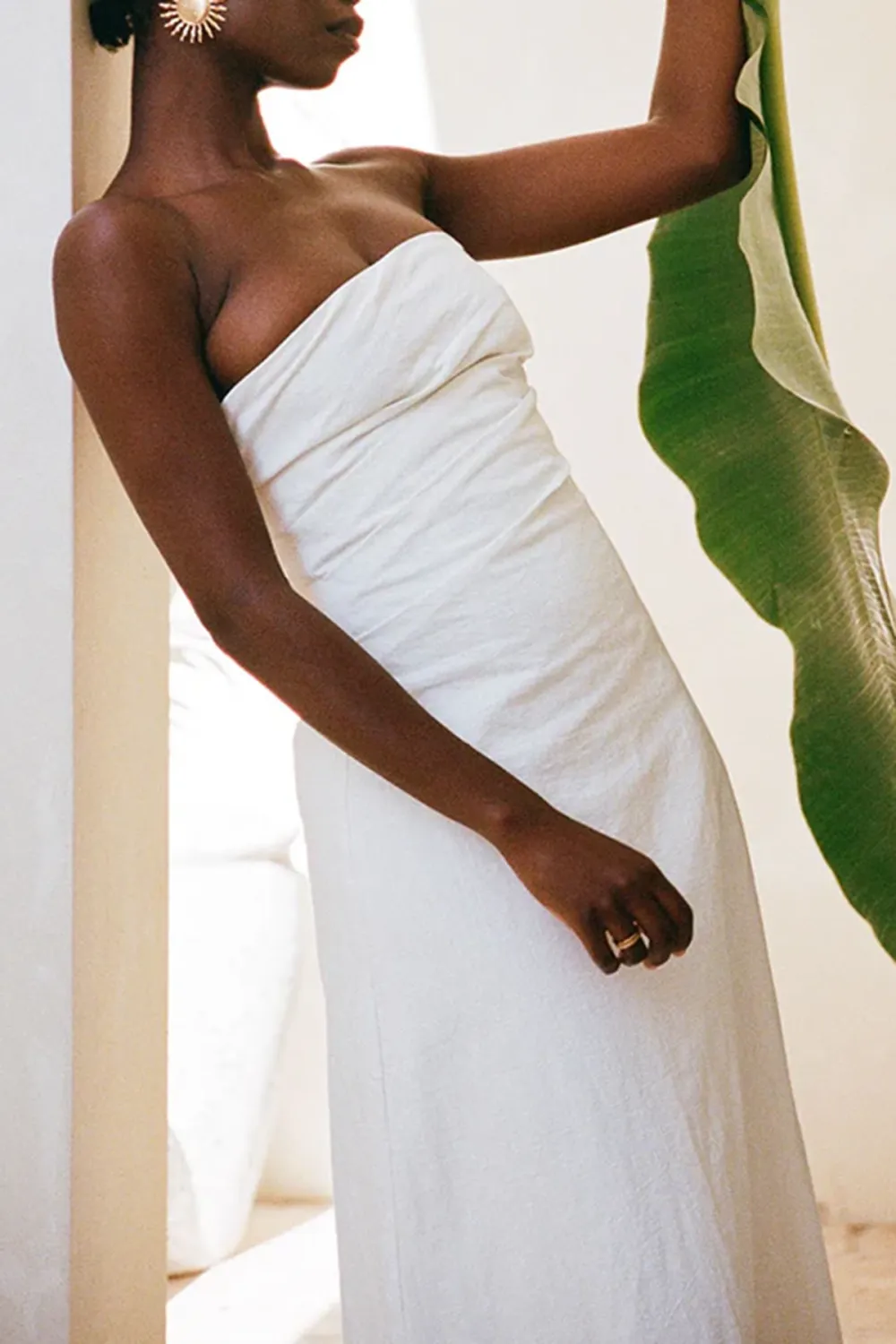 Strapless Wrap Style Midi Dress