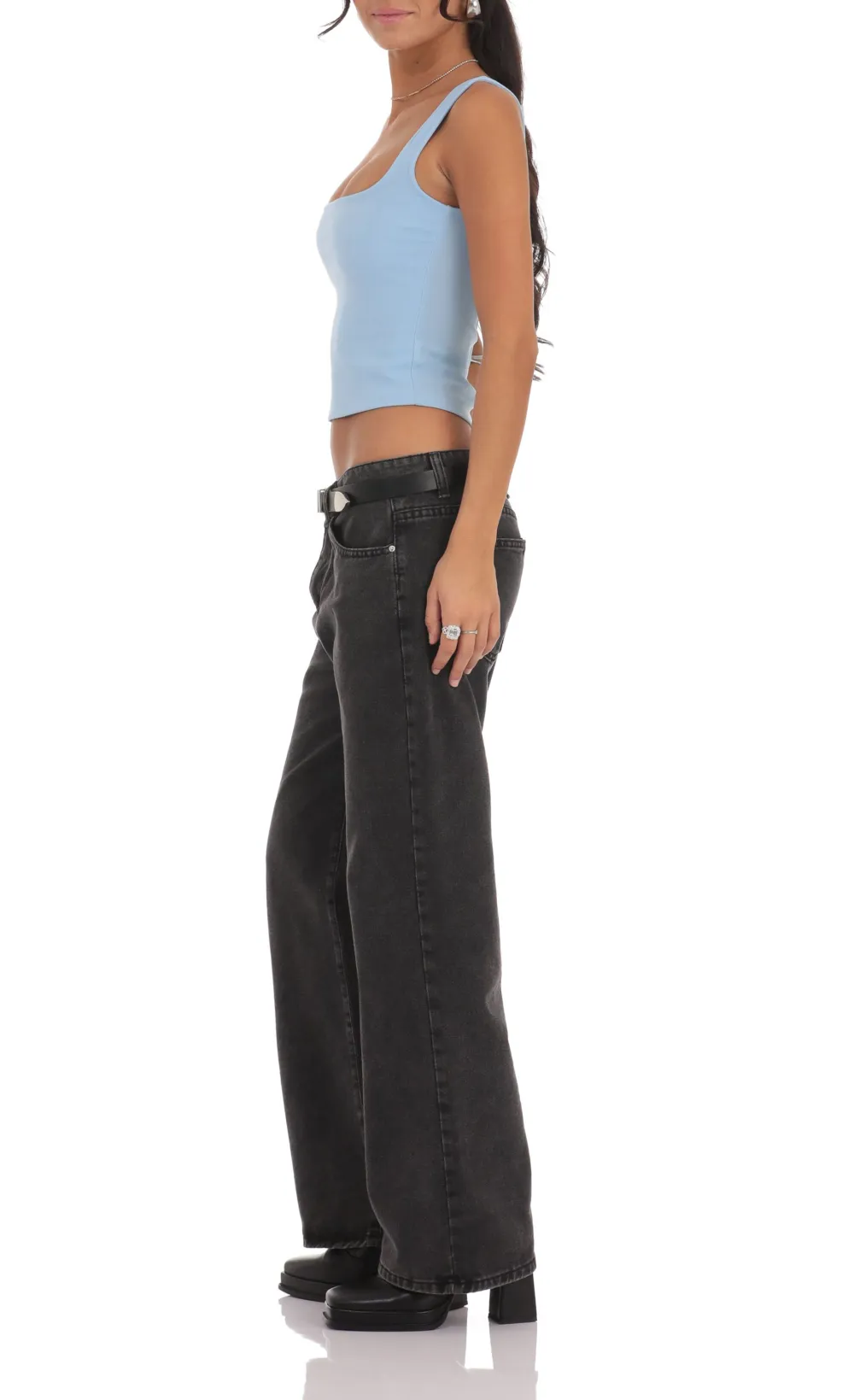 Straight Leg Jeans in Black Denim