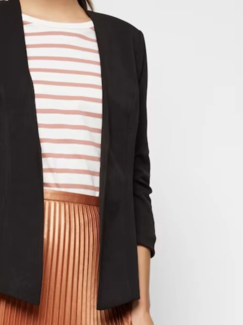 Plain Colored Stand-up Collar Blazer