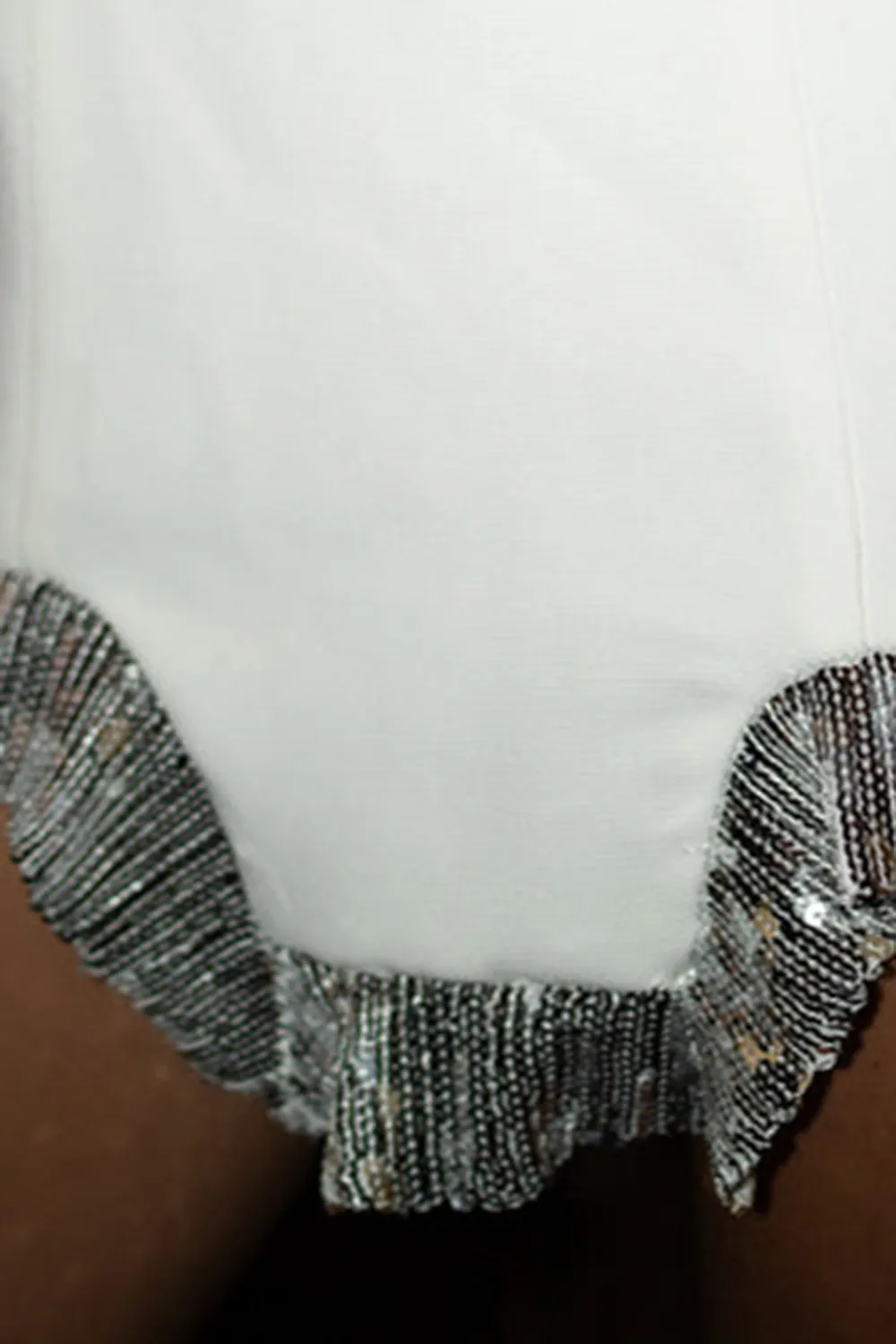 White Sequin Ruffle Micro Mini Skirt