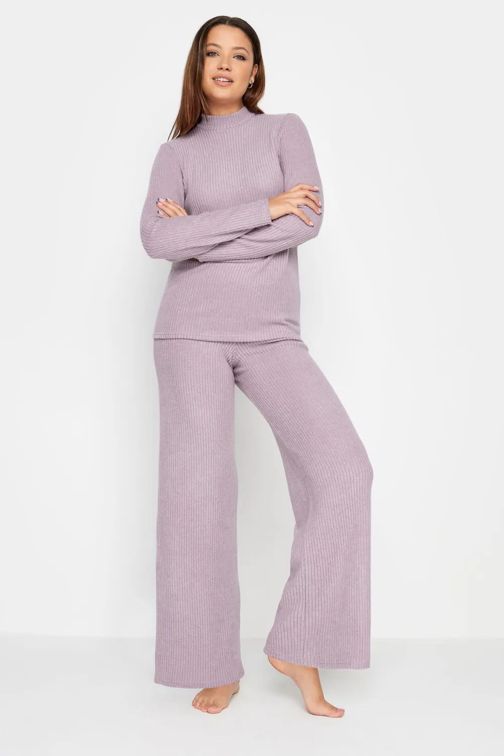 LTS Tall Pink High Neck Knitted Top