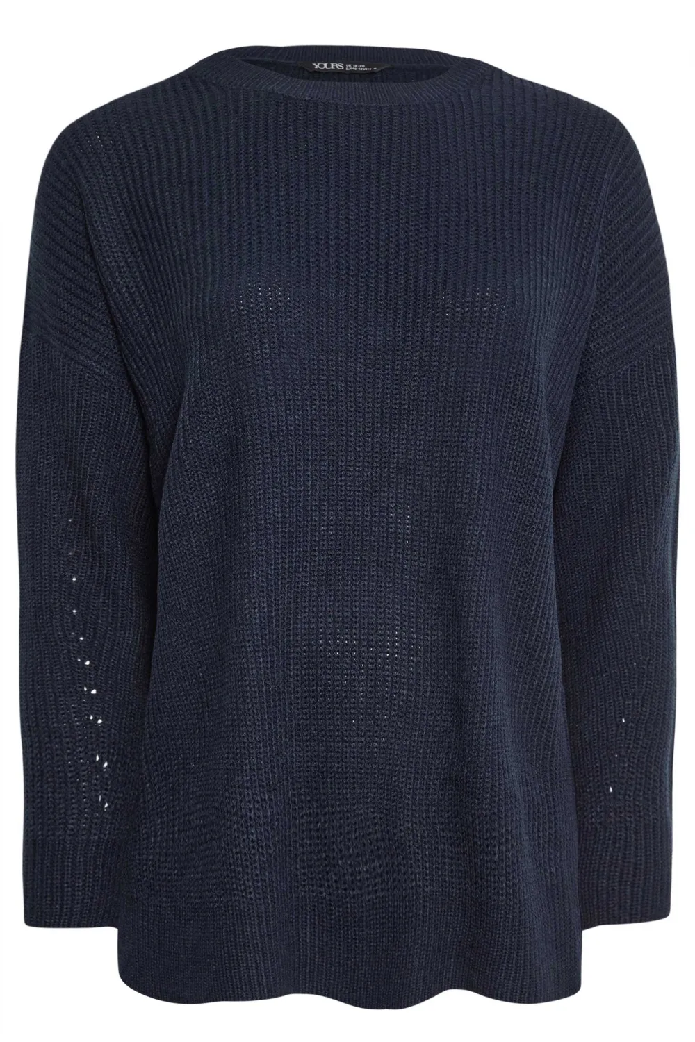 YOURS Curve Navy Blue Drop Shoulder Knitted Jumper