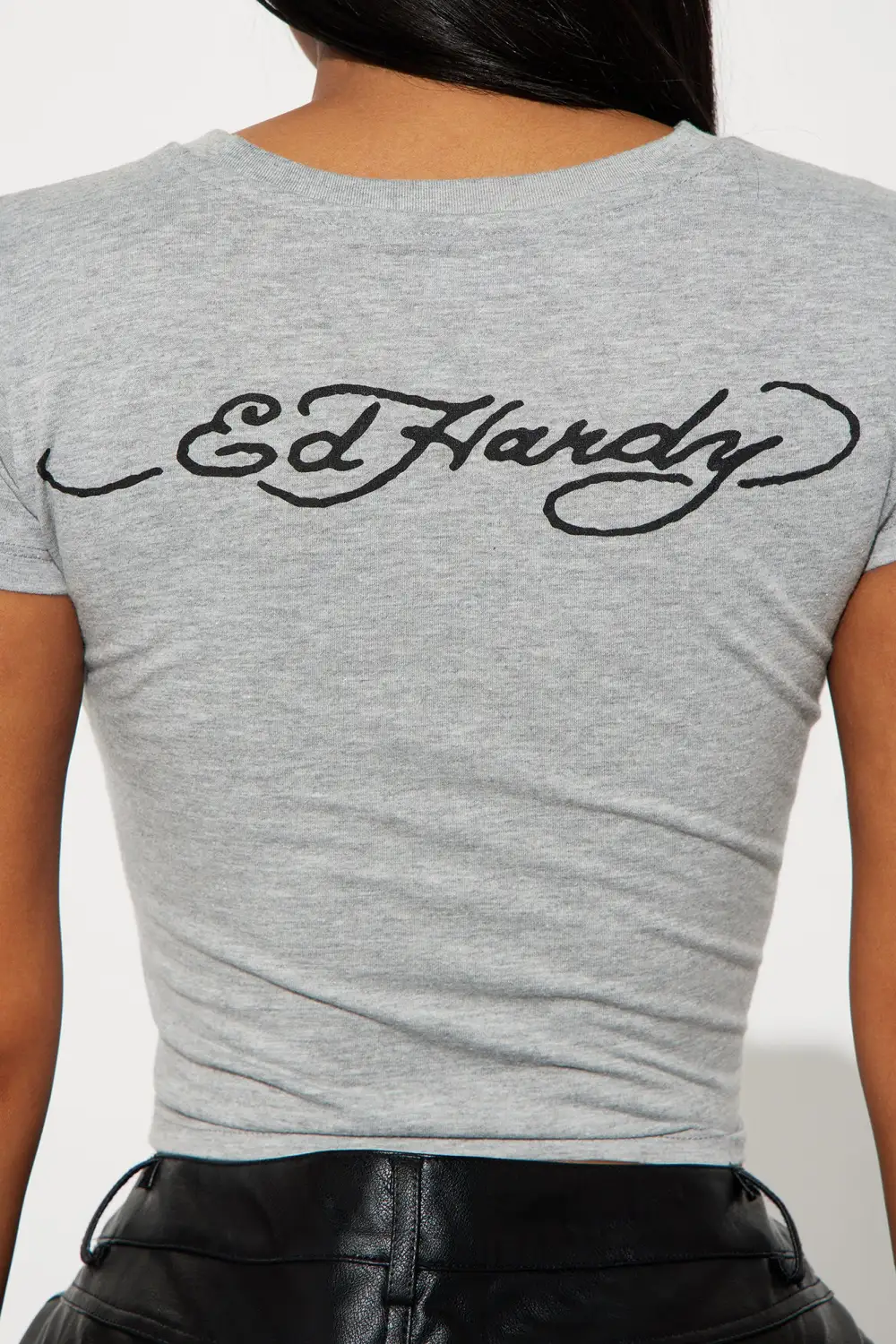 Ed Hardy Heart Fitted Tee - Heather Grey