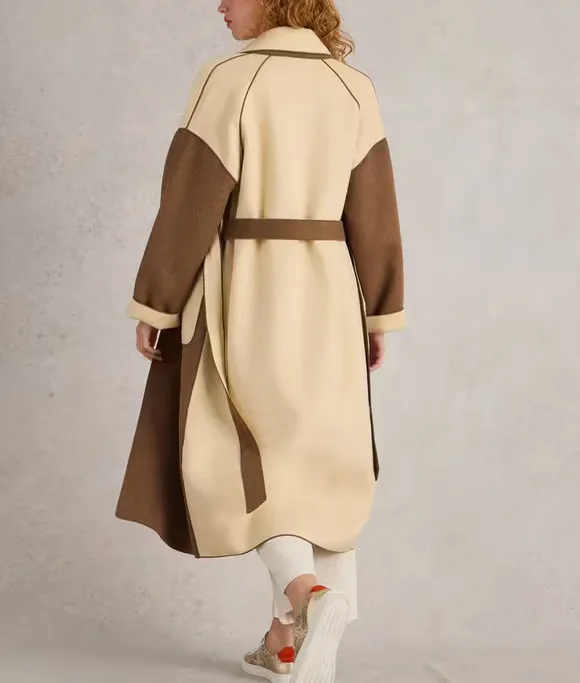 Wool Blend Coat In Natural Multi