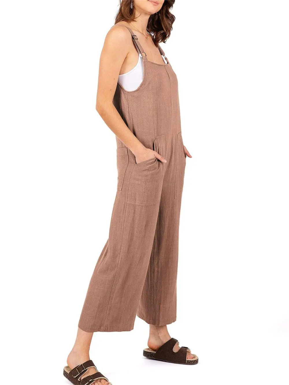 Crop Wide-Leg Linen Jumpsuit
