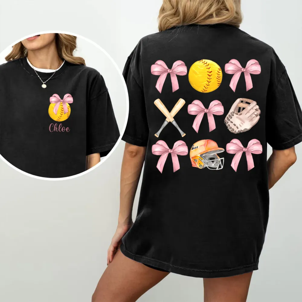 Softball Day Printed Round Neck Short Sleeve T-Shirt