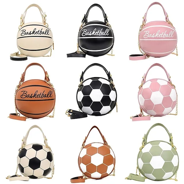 Women's Shoulder Bag PU Leather Party Daily Large Capacity Waterproof Durable White basketball White football Pink basketball