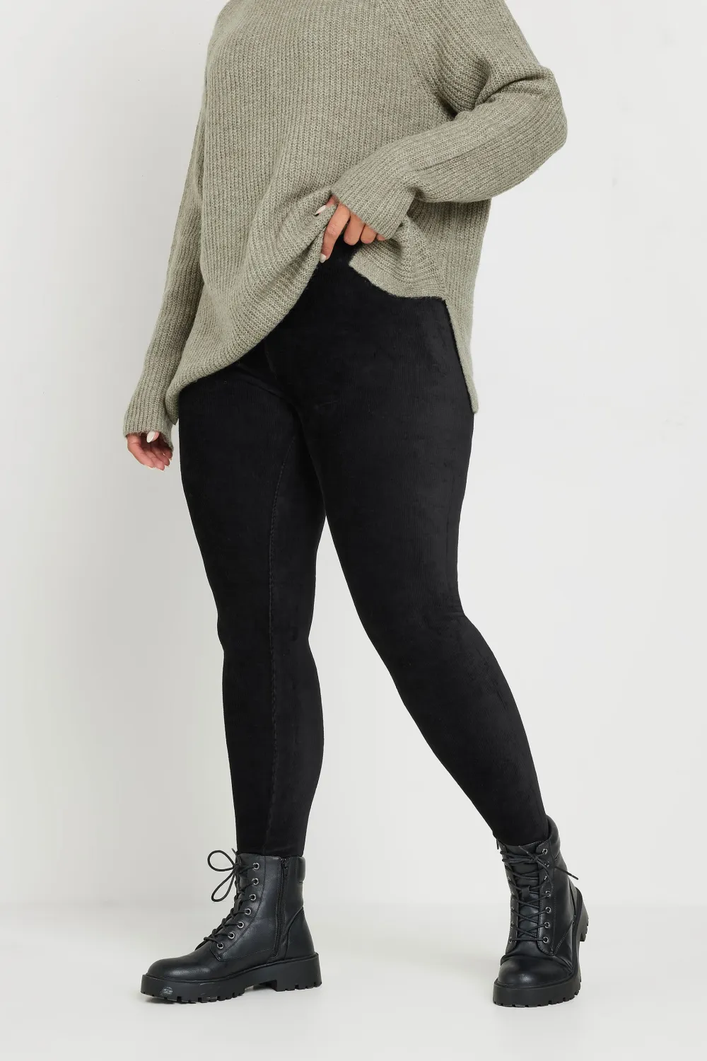 YOURS Curve Black Cord Stretch Leggings