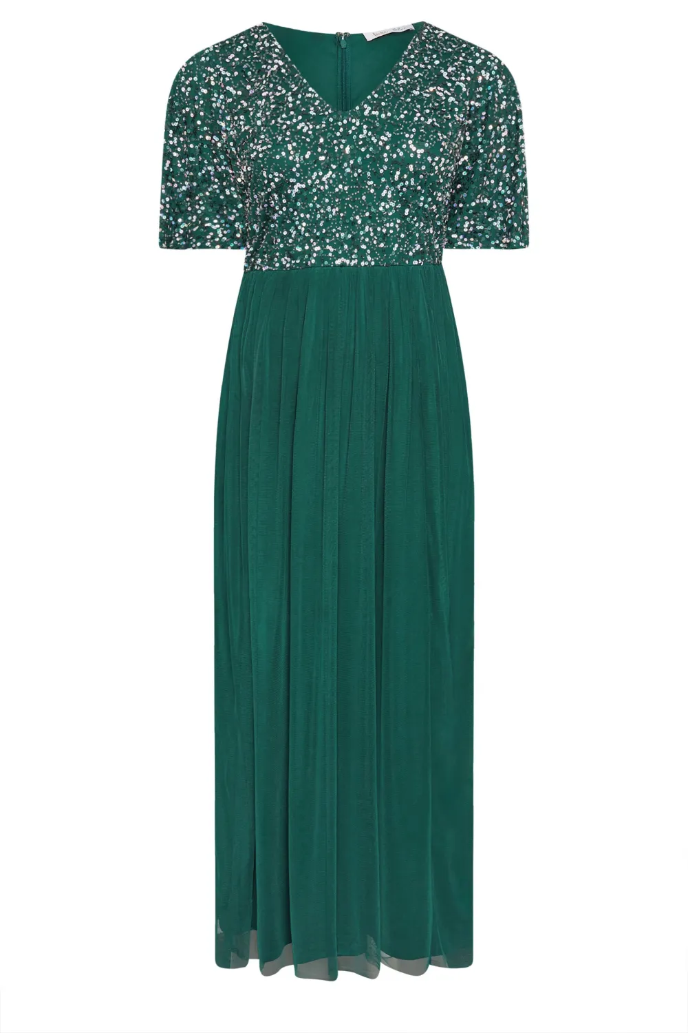 LUXE Curve Forest Green Sequin Hand Embellished Maxi Dress