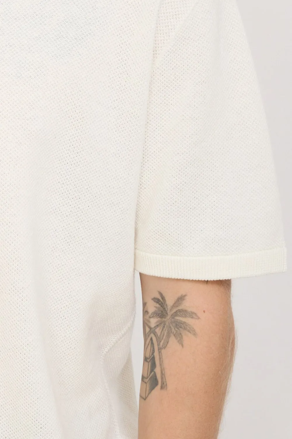 Pique Short Sleeve Knit Cream