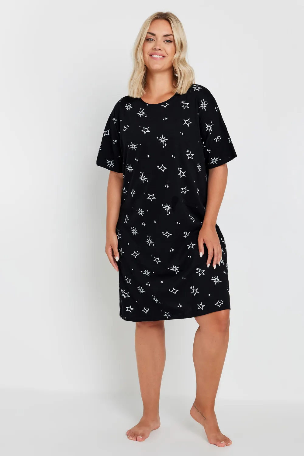 YOURS Curve Blue Celestial Print Sleep Tee Nightdress